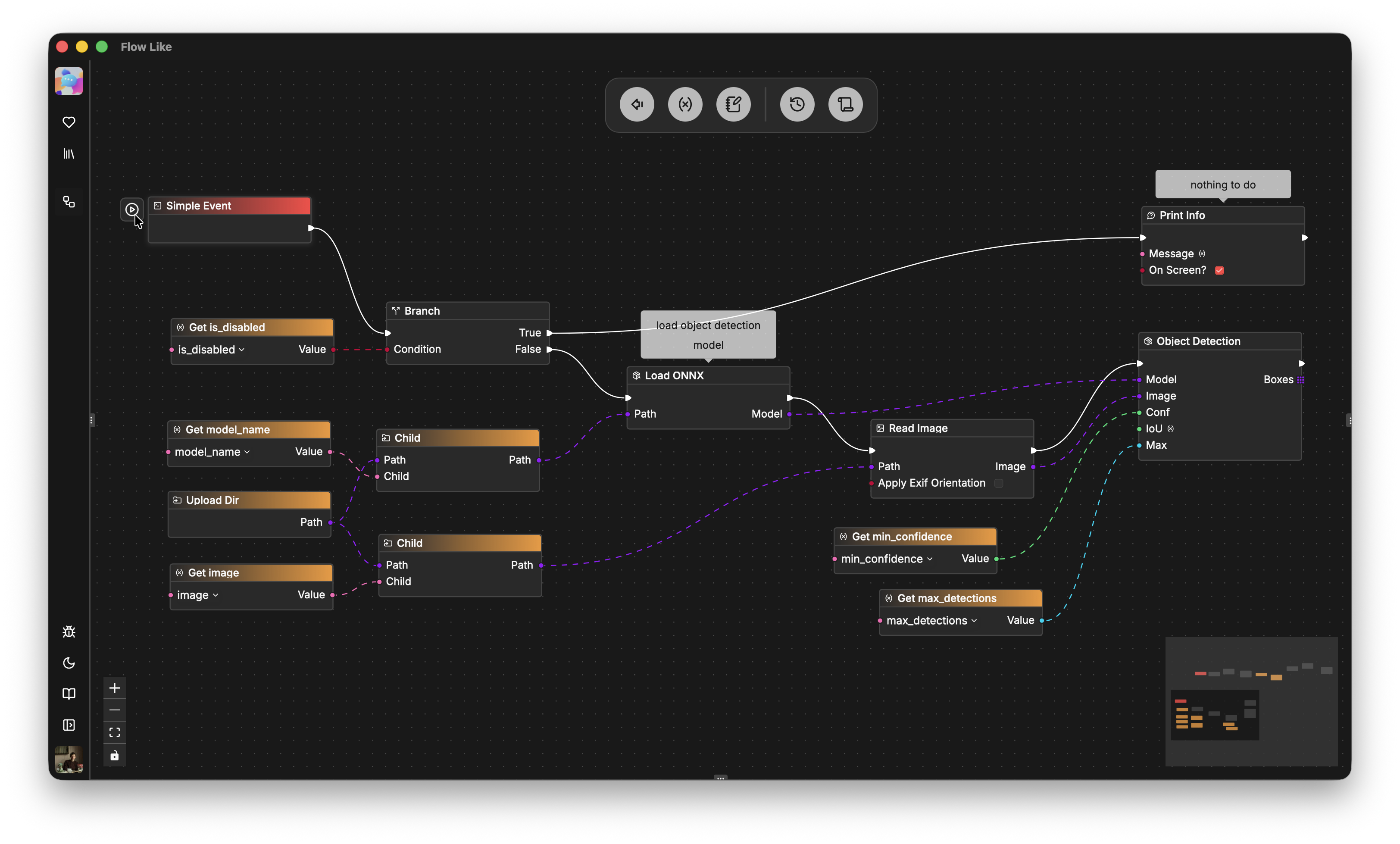 A screenshot showing different wire / connection types in Flow-Like Studio