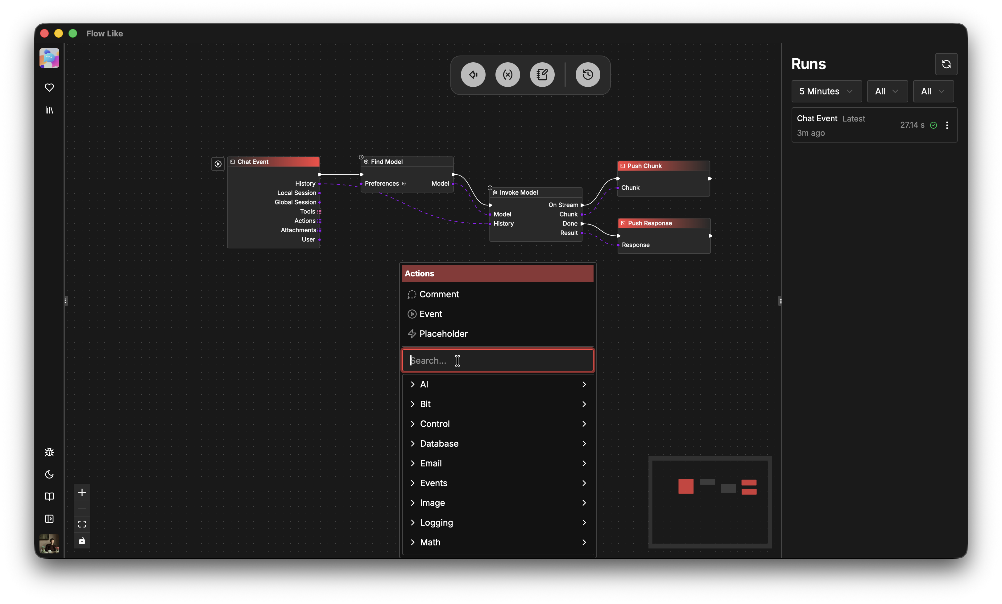 A screenshot of Flow-Like Studio - a no-code environment to create workflow automations