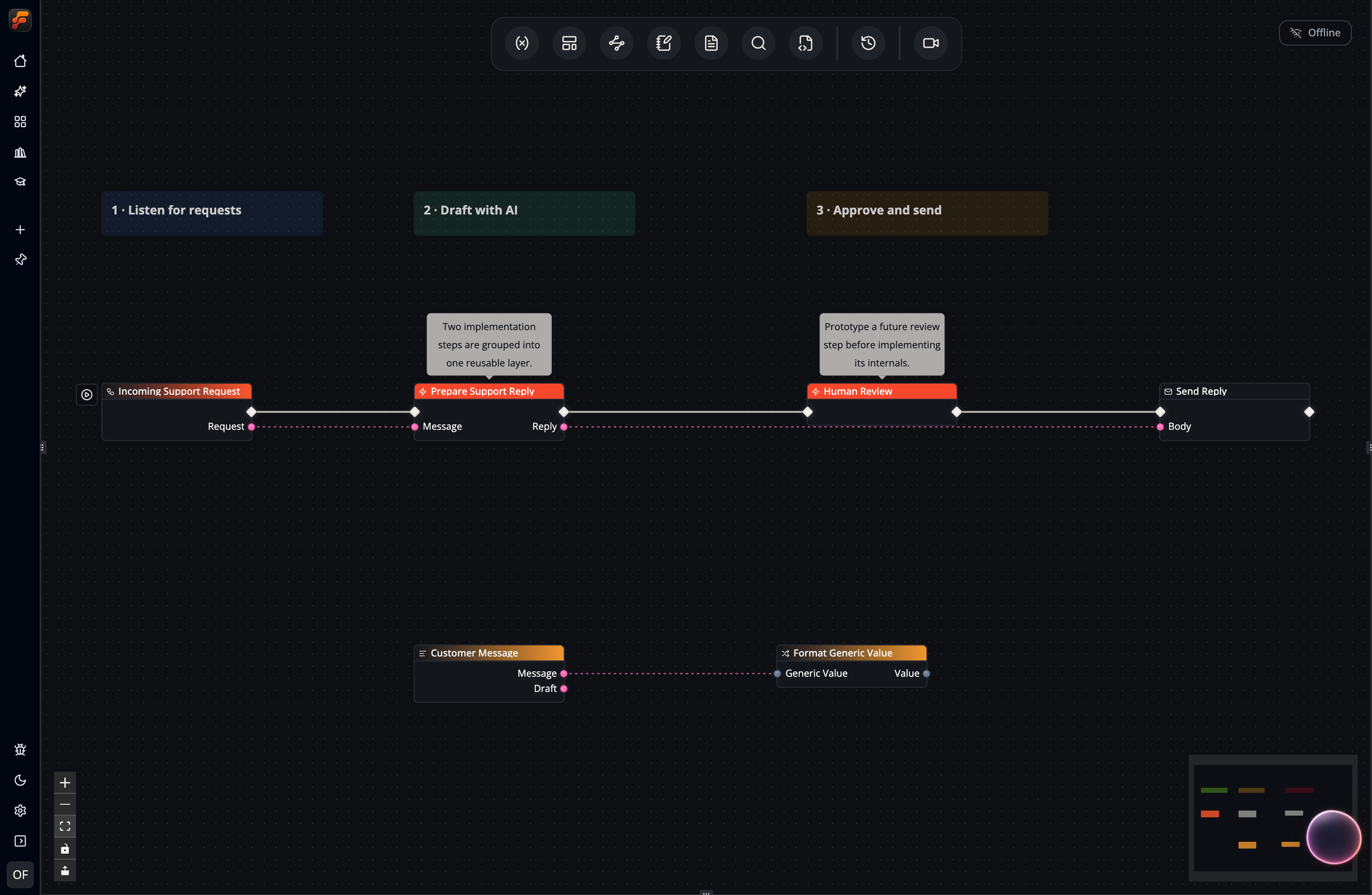 A screenshot of Flow-Like Studio - a no-code environment to create workflow automations