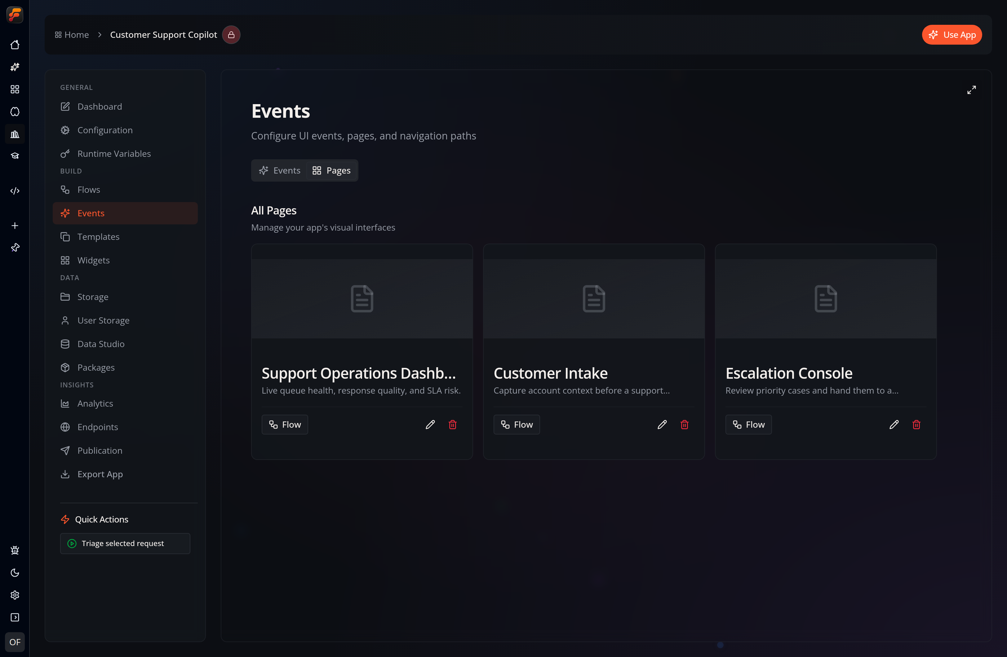 The Pages workspace in Flow-Like Desktop