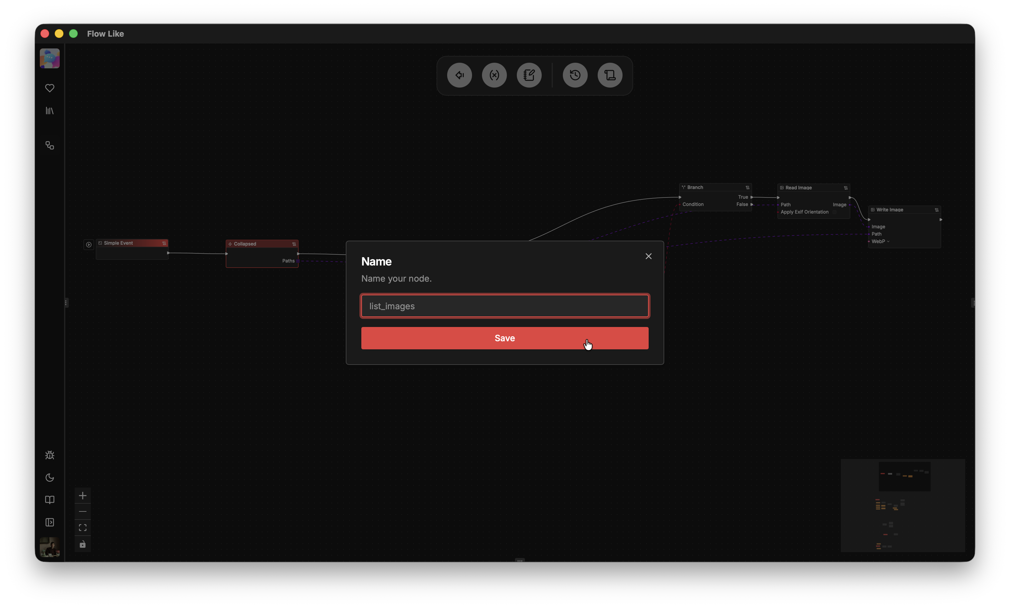 A screenshot showing how to rename a collapsed node
